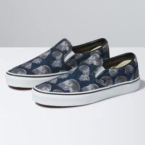 VANS Wireframe Skulls Classic Slip On Shoes